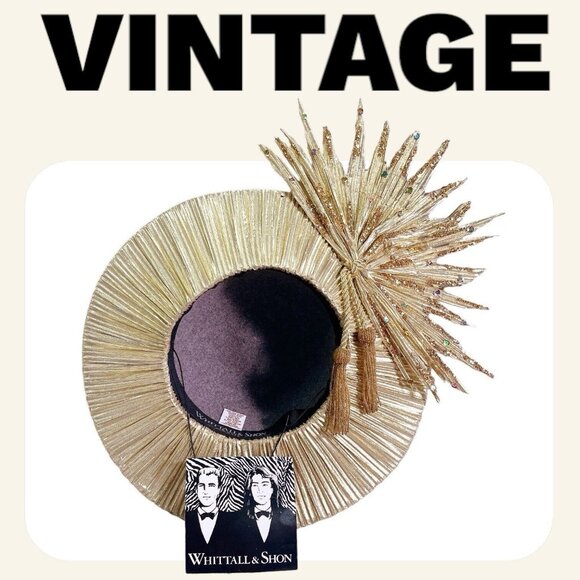 Whittall And Shon Gold Glitter Vintage Church Derby Hat - Picture 1 of 12